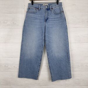 Madewell Perfect Vintage Jeans Sz 28 Petite Wide Leg Crop Altoona Wash Raw Hem